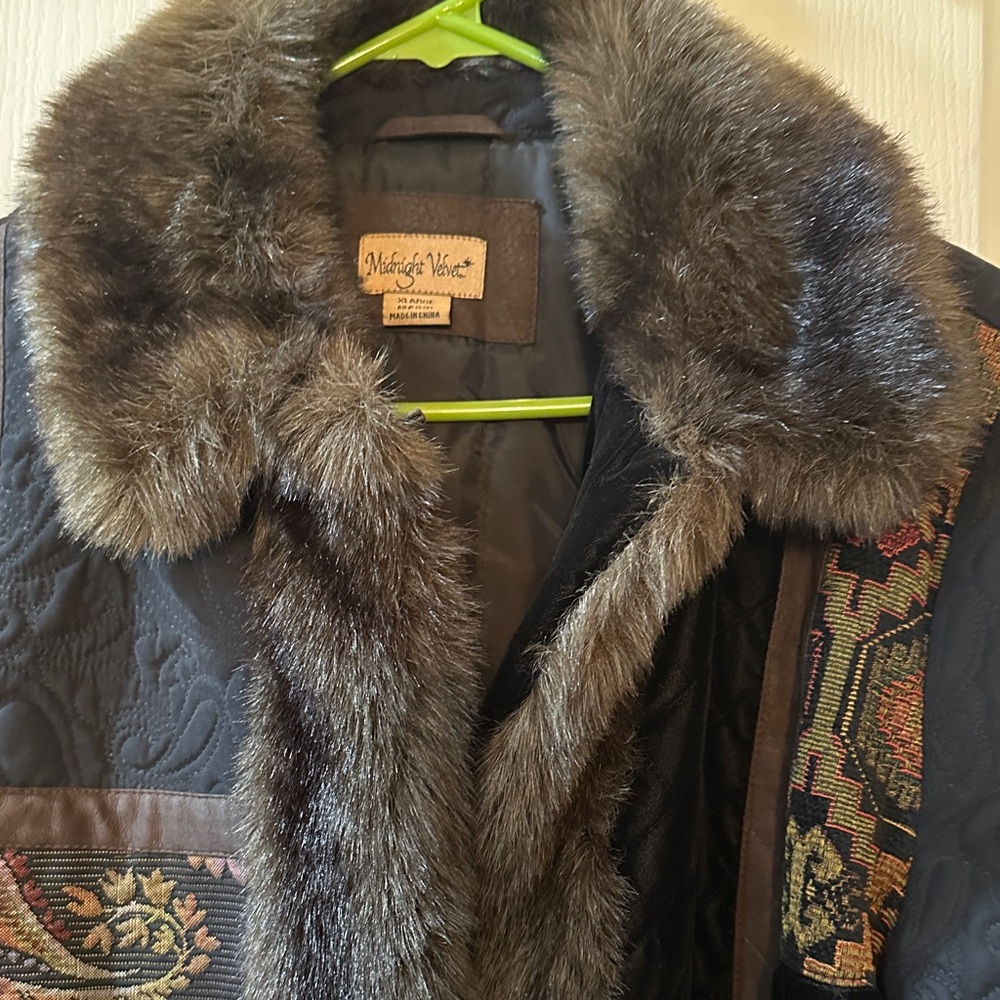 Midnight Velvet Multicolor Patchwork Teddy Jacket - image 3